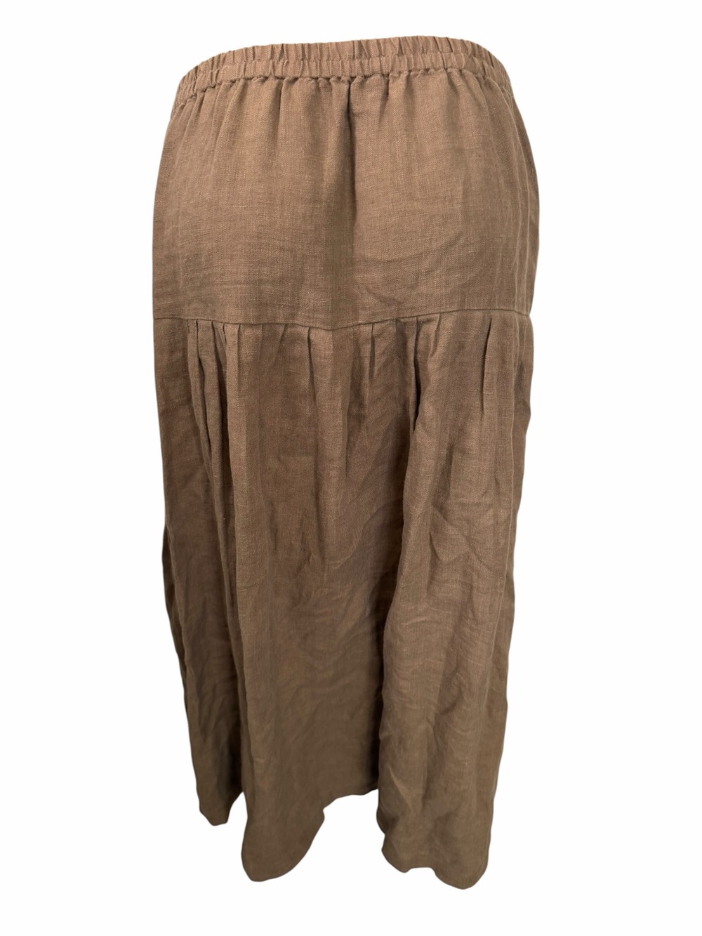 First Rite Amar 100% linen midi skirt Earth Brown elastic waistband XL - Picture 3 of 6